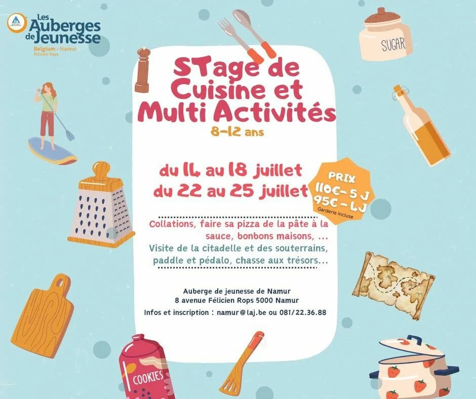 👩🍳 Stage d’été cuisine & aventures (8 - 12 ans) 1 stage été 2025 Namur
