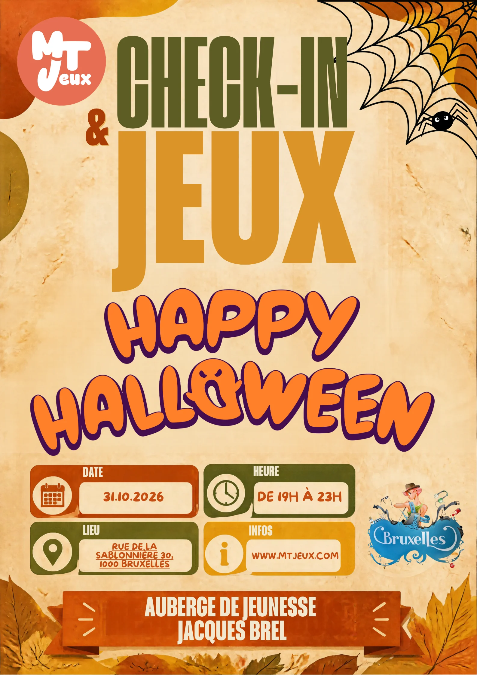 Affiche voor het JB-Halloween-spelletjesfeest