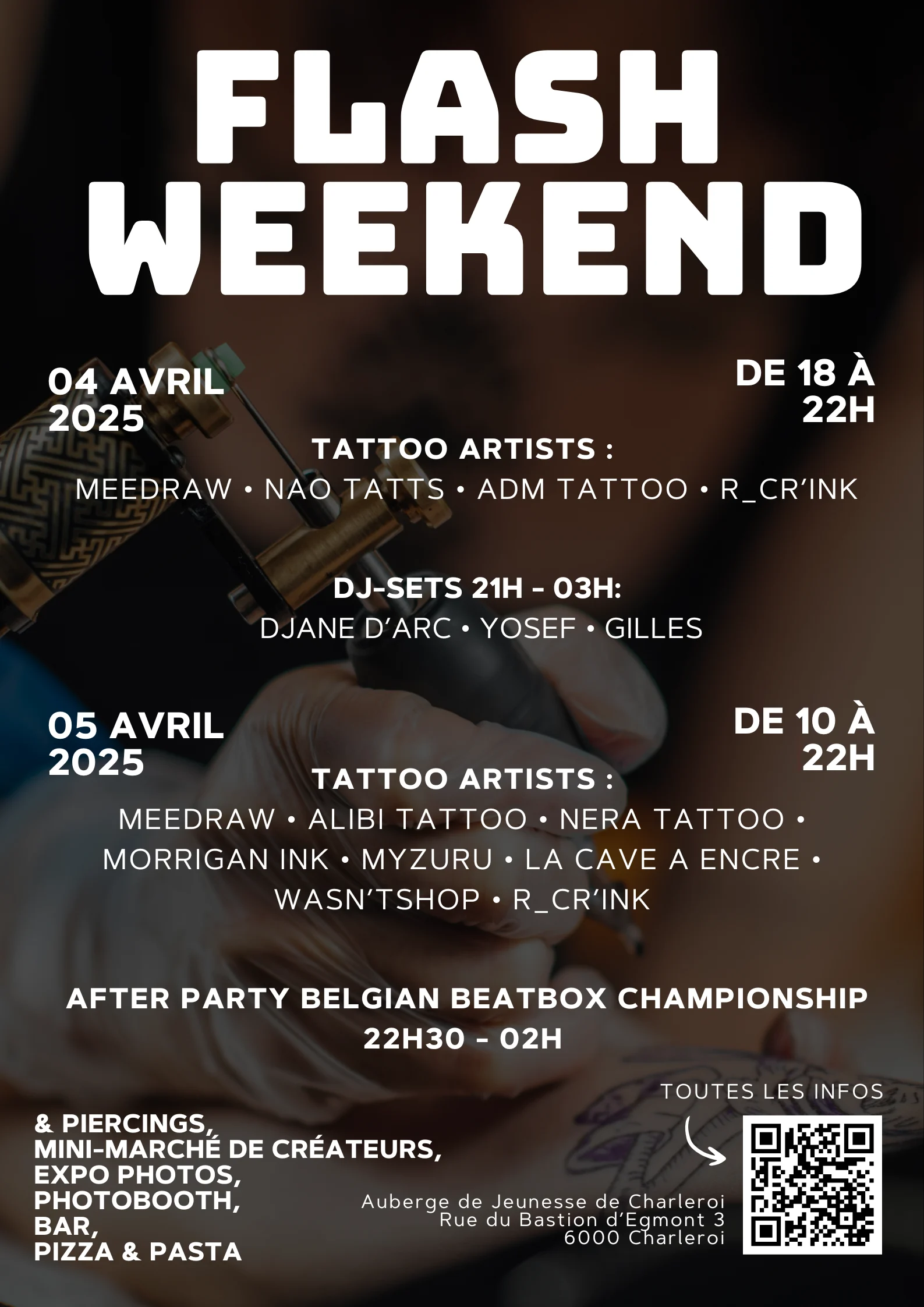 Poster met alle informatie over het Flash Weekend evenement